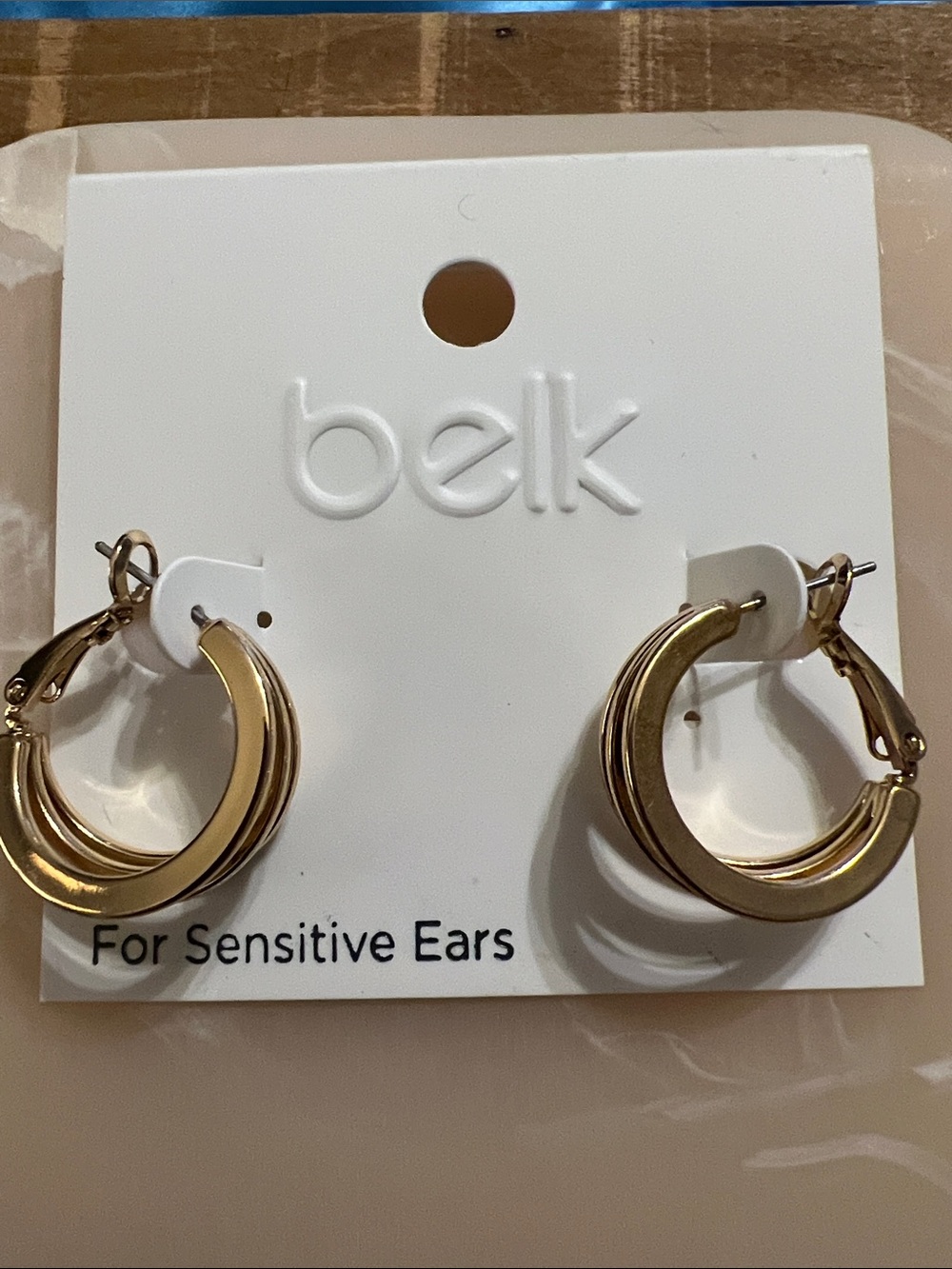 3/$18 Belk Gold Double Hoop Earrings for Sensitive Ears Lot 126